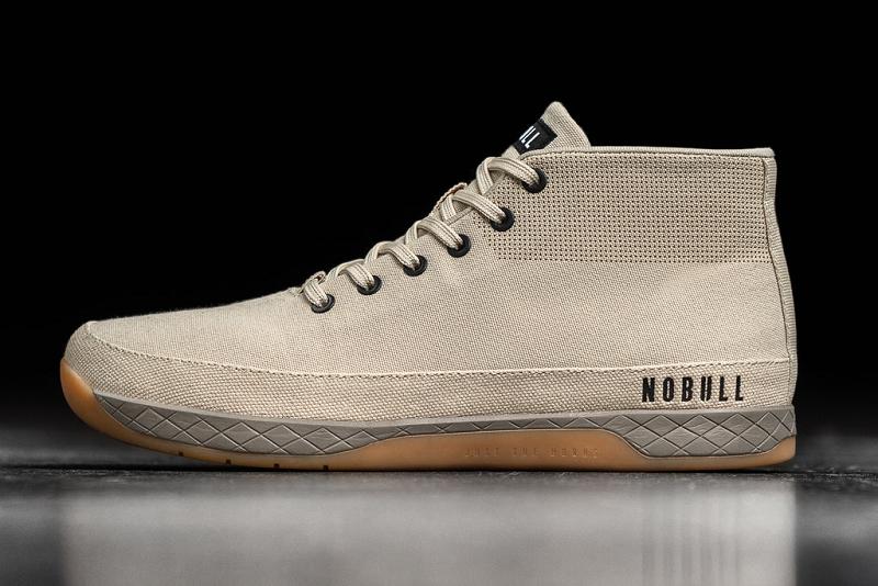 Beige Nobull Desert Canvas Mid Men's Trainers | CA R1268V